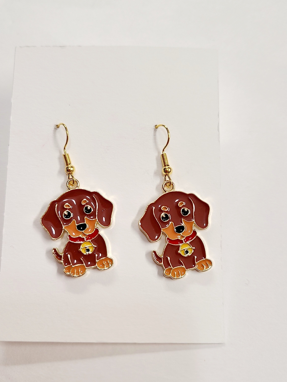 Brown Puppy Dog Earrings - Cute Pet-Themed Drop Earrings